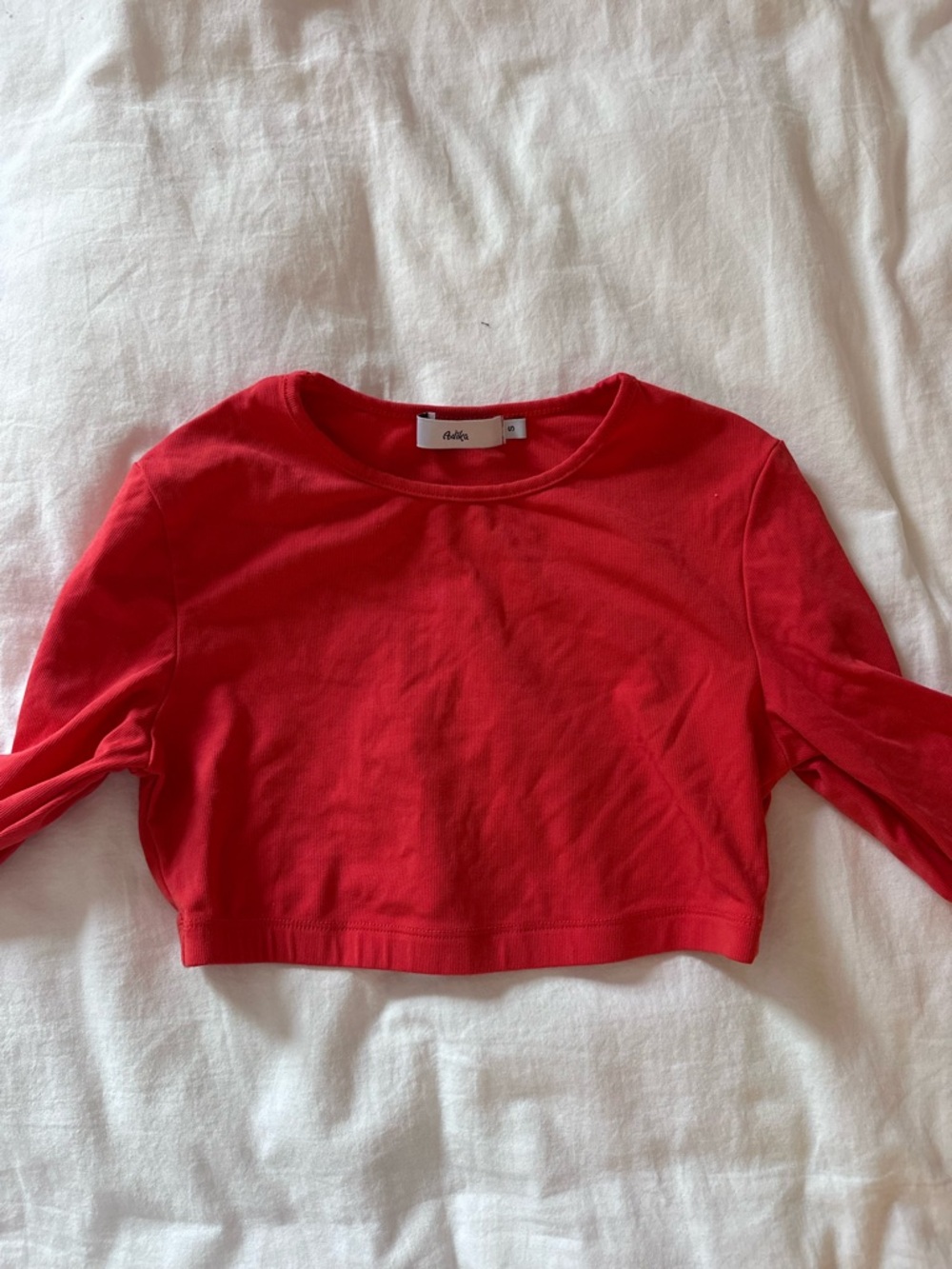 Red Long Sleeve Crop Top (Size S)